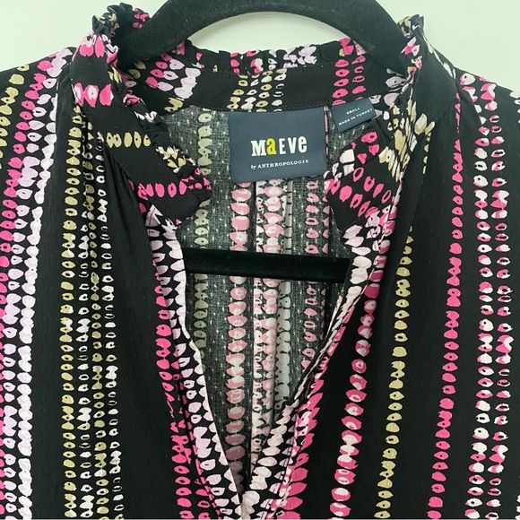 Maeve Anthropologie Colette Peasant Boho Blouse Balloon Sleeve Striped Print - Picture 7 of 16